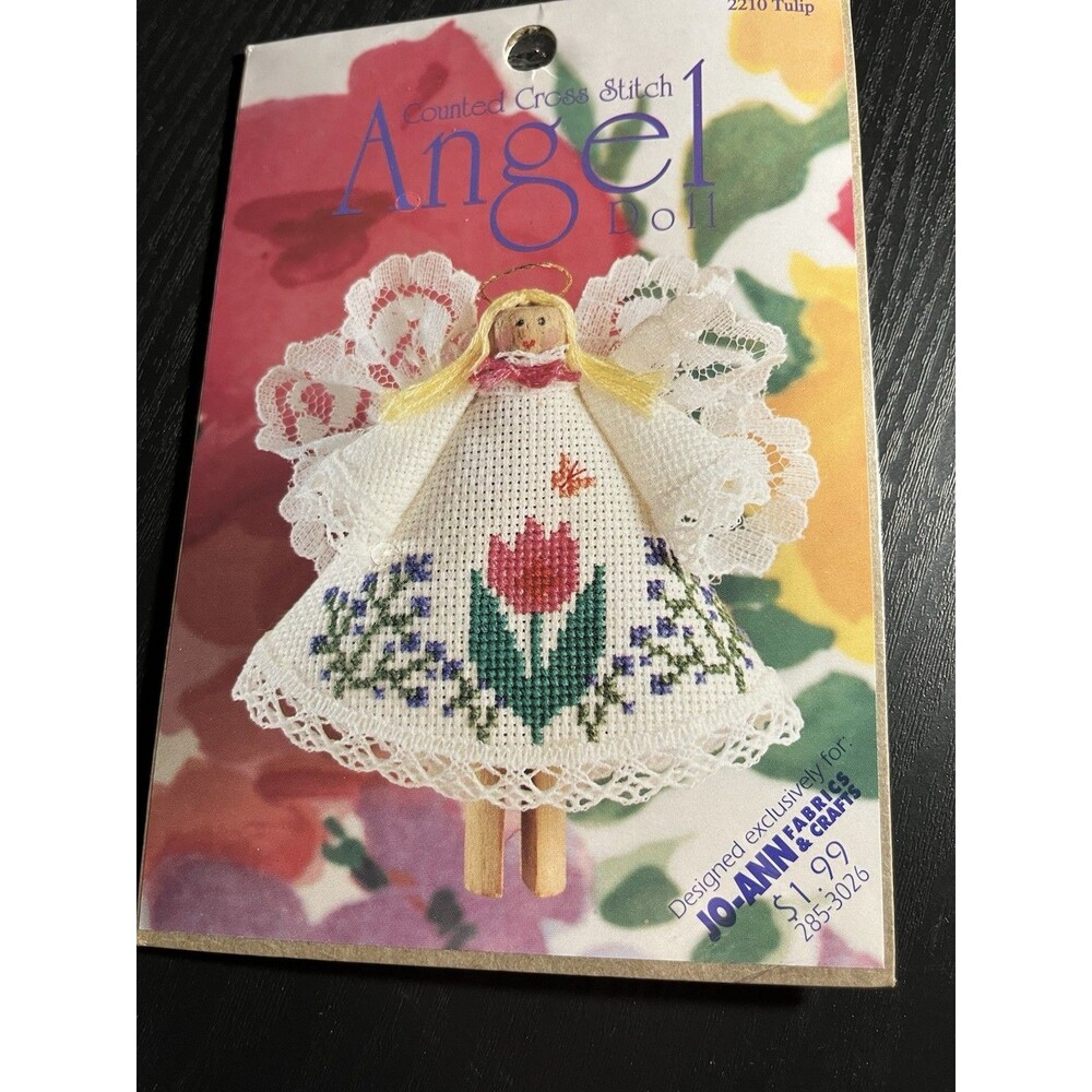 Vintage Jo-Ann Fabric Counted Cross Stitch Angel Doll kit 2210 Tulip